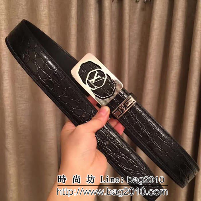 路易威登LV 義大利頂級進口頭層石頭紋 奢華 男士皮帶 LHG1287